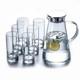 7-pcs Glass Pitcher Set Jug With 6 Water Glasses Tumbler Cups Lid Carafe Jug