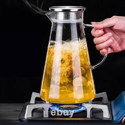 7-Pcs Glass Pitcher Set Jug with 6 Water Glasses Tumbler Cups Lid Carafe Jug