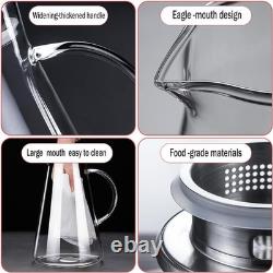 7-Pcs Glass Pitcher Set Jug with 6 Water Glasses Tumbler Cups Lid Carafe Jug