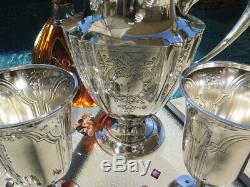 7pc OLD AMERICAN WATER PITCHER GOBLET CUP SET STERLING SILVER REED BARTON HEAVY