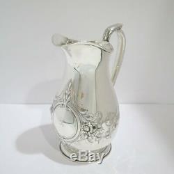 9 3/8 in Coin Silver Schulz & Fischer S. F. Cal. Antique Floral Water Pitcher