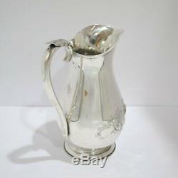 9 3/8 in Coin Silver Schulz & Fischer S. F. Cal. Antique Floral Water Pitcher