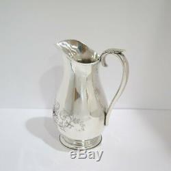 9 3/8 in Coin Silver Schulz & Fischer S. F. Cal. Antique Floral Water Pitcher