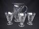 9'' Edinburgh Crystal Water Pitcher Jug With 3 Matching Glasses-marked Scotland