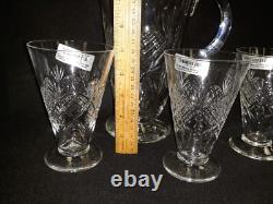 9'' EDINBURGH CRYSTAL WATER PITCHER JUG With 3 MATCHING GLASSES-Marked Scotland