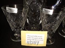 9'' EDINBURGH CRYSTAL WATER PITCHER JUG With 3 MATCHING GLASSES-Marked Scotland