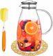 90 Oz Glass Pitcher With Stainless Steel Lid, Hot/cold Water Jug, Juice