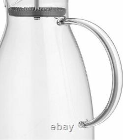 90 OZ Glass Pitcher with Stainless Steel Lid, Hot/Cold Water Jug, Juice