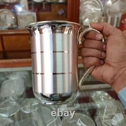 999 Pure Silver Jug with Handle Water Pitcher Handmade Silver Utensils Gift