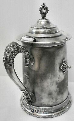 A LOVELY ATQ! Slv Plate B. G. UHER TILT WATER PITCHER COFFEE POT STAND wCUP HOLDER