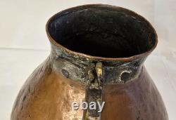 A Primitive Hammered Copper Water Jug Pitcher Antique