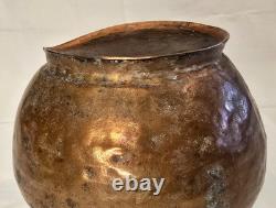 A Primitive Hammered Copper Water Jug Pitcher Antique