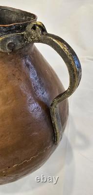 A Primitive Hammered Copper Water Jug Pitcher Antique