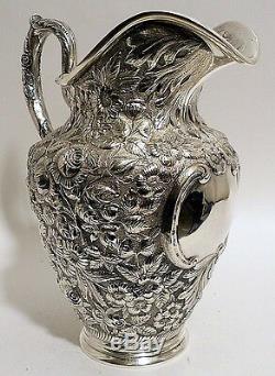 A large sterling repousse water pitcher, Hennegan, Bates & Co, Baltimore