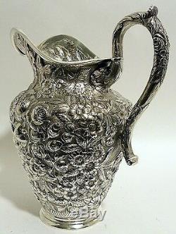 A large sterling repousse water pitcher, Hennegan, Bates & Co, Baltimore