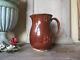 Antique French Huge Earthenware Brown Glaze Wine Water Pitcher Pottery 19 19th