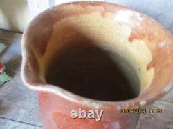 ANTIQUE FRENCH HUGE EARTHENWARE BROWN GLAZE WINE WATER PITCHER POTTERY 19 19Th