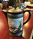 Antique Rare Simpson Hall & Miller Victorian Water Pitcher With Hp Glass Insert