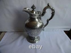 ANTIQUE SILVER PLATED ORNATE CLARET / WATER JUG WALKER & HALL HEIGHT 24 cm