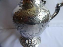 ANTIQUE SILVER PLATED ORNATE CLARET / WATER JUG WALKER & HALL HEIGHT 24 cm