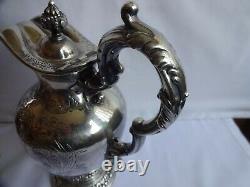 ANTIQUE SILVER PLATED ORNATE CLARET / WATER JUG WALKER & HALL HEIGHT 24 cm