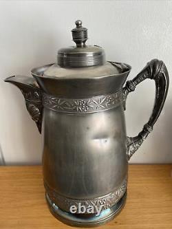 ANTIQUE Simpson Hall Miller Quadruple Silver Plated Water Pitcher Jug #387