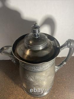 ANTIQUE Simpson Hall Miller Quadruple Silver Plated Water Pitcher Jug #387