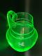 Art Deco Bohemian Czech Green Uranium Vaseline Glass Water Jug Pitcher C. 1930's