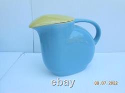 ART DECO WESTINHOUSE HALL CHINA 7ps Blue Yellow Pitcher, Refrigerator Container