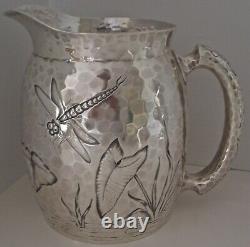 Aesthetic Chased Bug Dragonfly Pond Sterling Water Pitcher Dominick Haff 1881