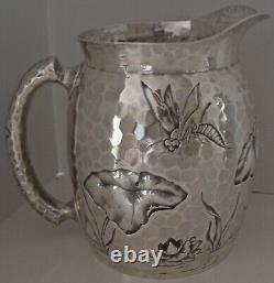 Aesthetic Chased Bug Dragonfly Pond Sterling Water Pitcher Dominick Haff 1881