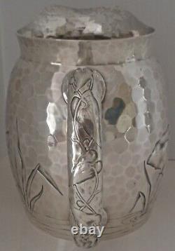 Aesthetic Chased Bug Dragonfly Pond Sterling Water Pitcher Dominick Haff 1881