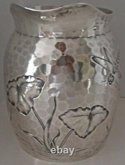 Aesthetic Chased Bug Dragonfly Pond Sterling Water Pitcher Dominick Haff 1881