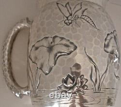 Aesthetic Chased Bug Dragonfly Pond Sterling Water Pitcher Dominick Haff 1881