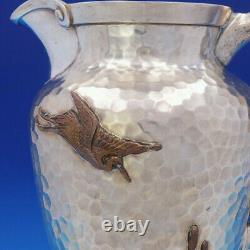 Aesthetic Mixed Metals Gorham Sterling Silver Water Pitcher Applied Bird (#3665)
