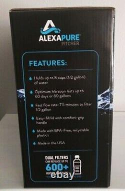 Alexapure Pitcher Water Filter Filtration System, Jug, BPA Free, Made in the USA