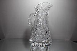 American Brilliant Cut Glass ABP Water Lemonade Juice Water Pitcher 10 1/2 Tall