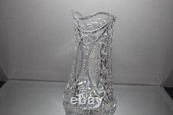American Brilliant Cut Glass ABP Water Lemonade Juice Water Pitcher 10 1/2 Tall