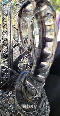 American Brilliant Period Cut Glass 10.5 Water Pitcher Jug