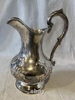 American Coin Silver Repoussed Water Pitcher No Maker Later Presentation 1881