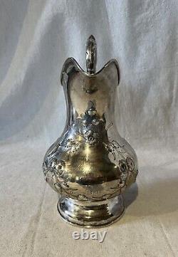 American Coin Silver Repoussed Water Pitcher No Maker Later Presentation 1881