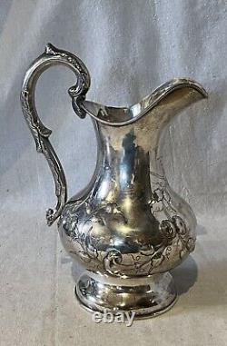 American Coin Silver Repoussed Water Pitcher No Maker Later Presentation 1881