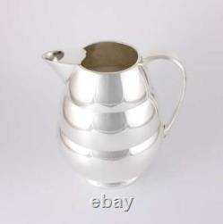 American Silver Plated Water Jug. Antique Stepped Pitcher Meriden USA c1930