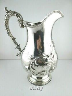 American Silver Repousse Water Pitcher Gale & Willis C. 1859