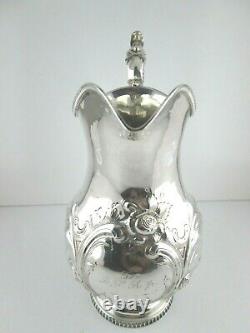 American Silver Repousse Water Pitcher Gale & Willis C. 1859