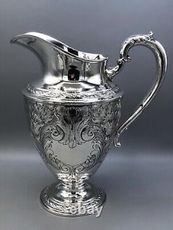 Amston Hand Chased Sterling Silver Water Pitcher #1002, holds 4.5 Pints