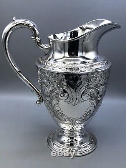 Amston Hand Chased Sterling Silver Water Pitcher #1002, holds 4.5 Pints