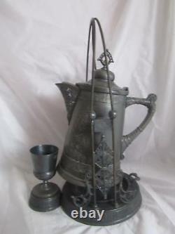 Anitque Pairpoint Quadruple Silver Plate Water Pitcher & Cup