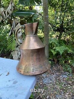 Antique 12 Hammered Copper Water Jug Pitcher Flower Vase Farm House Decor 2