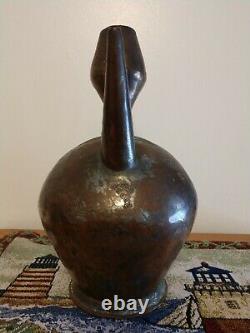 Antique 12 Middle Eastern Hand Hammered Engraved Copper Jug Pitcher Water Can